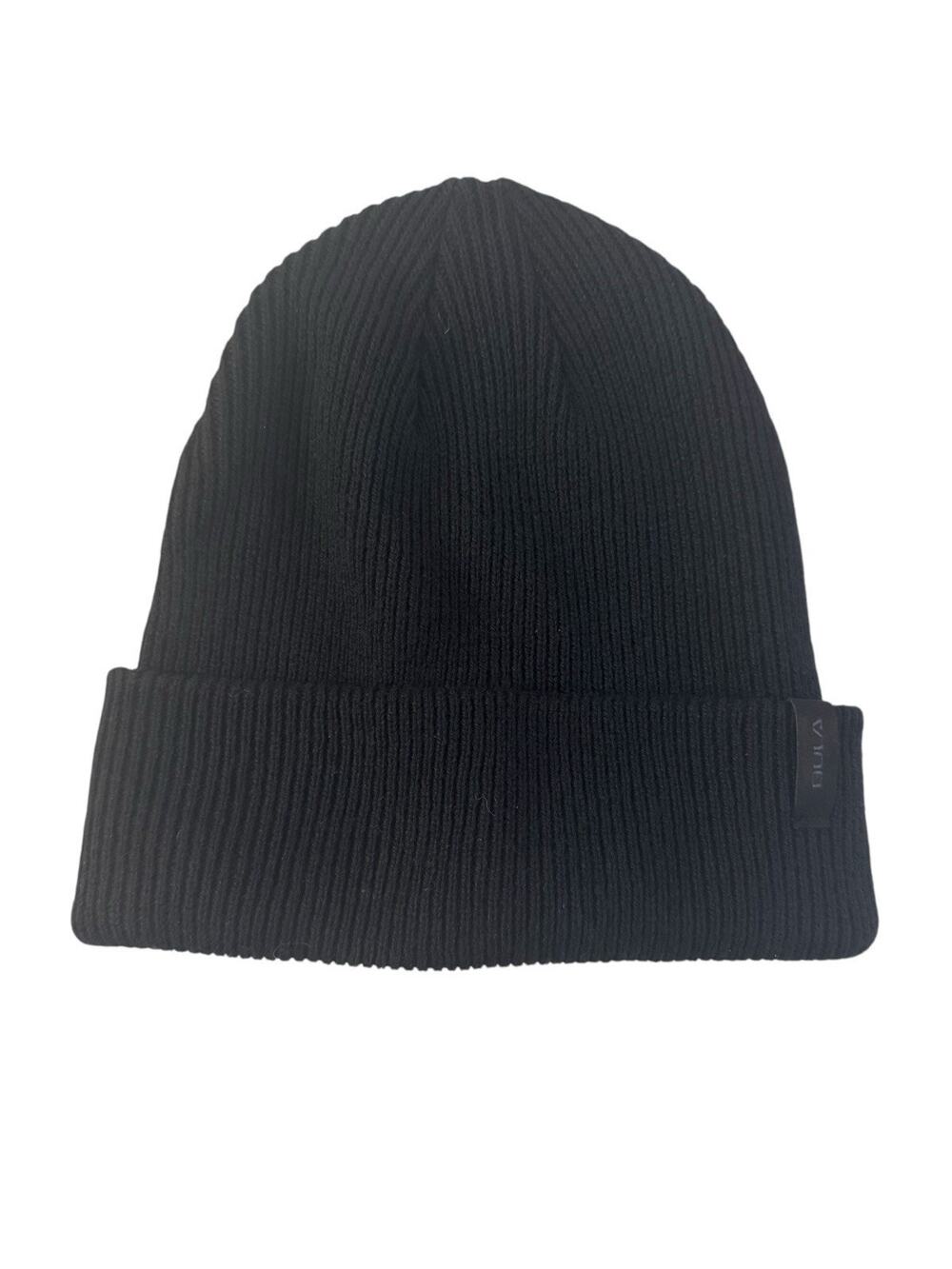 Bula Merino Wool Blend Beanie Unisex OS Black Ribbed Knit Winter Hat #7413